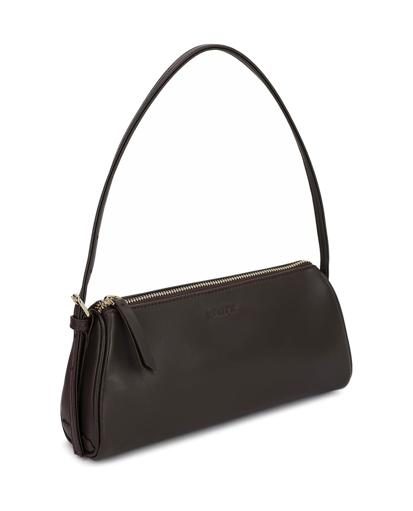 Kazar-Dark-brown-leather-baguette-bag-on-the-arm-with-zipper-closure-tmavá-hnedá