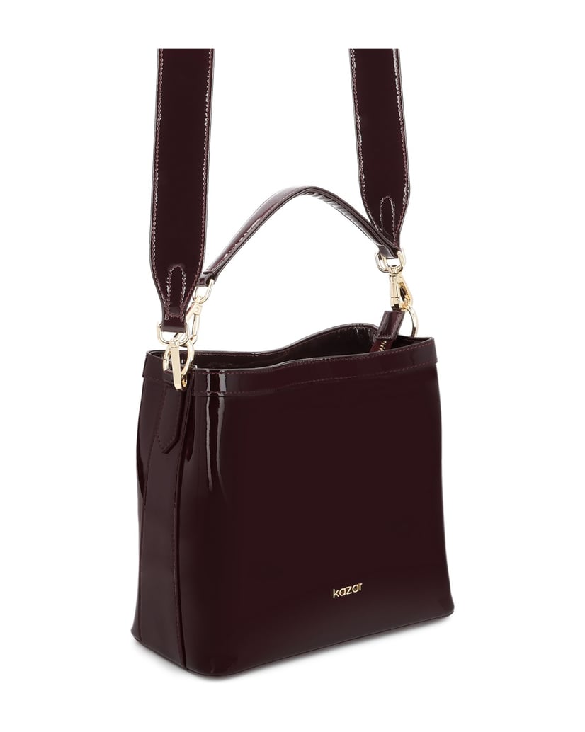 Kazar-Maroon-lacquered-bag-with-detachable-strap-and-handle-červená