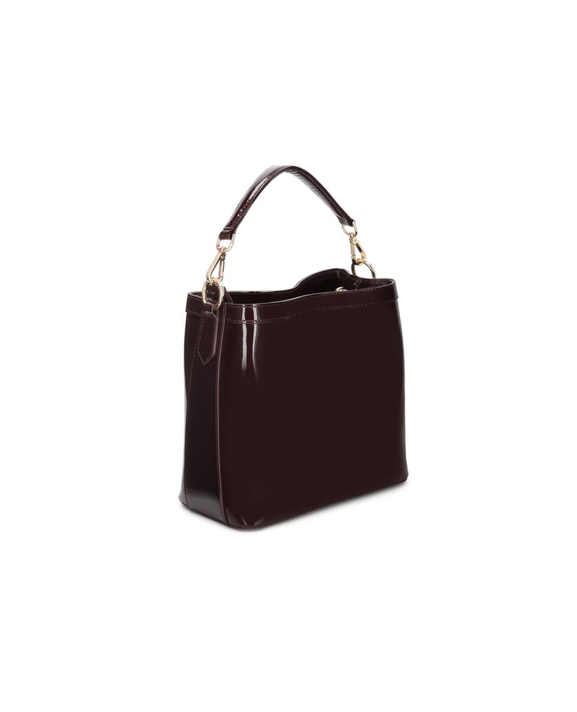 Kazar-Maroon-lacquered-bag-with-detachable-strap-and-handle-červená
