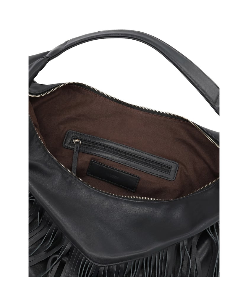 Kazar-Large-black-leather-bag-with-tassels-čierna