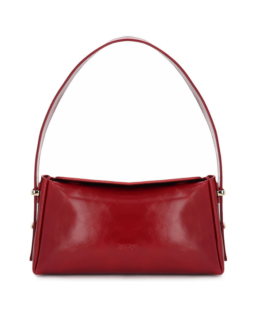 Kazar-Red-leather-shoulder-bag-with-wide-belt-červená