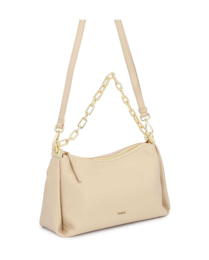 Kazar-Beige-leather-bag-with-chain-and-belts-béžová