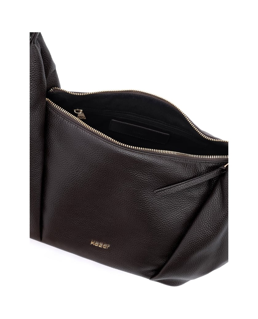 Kazar-Dark-brown-leather-hobo-bag-with-side-pockets-tmavá-hnedá