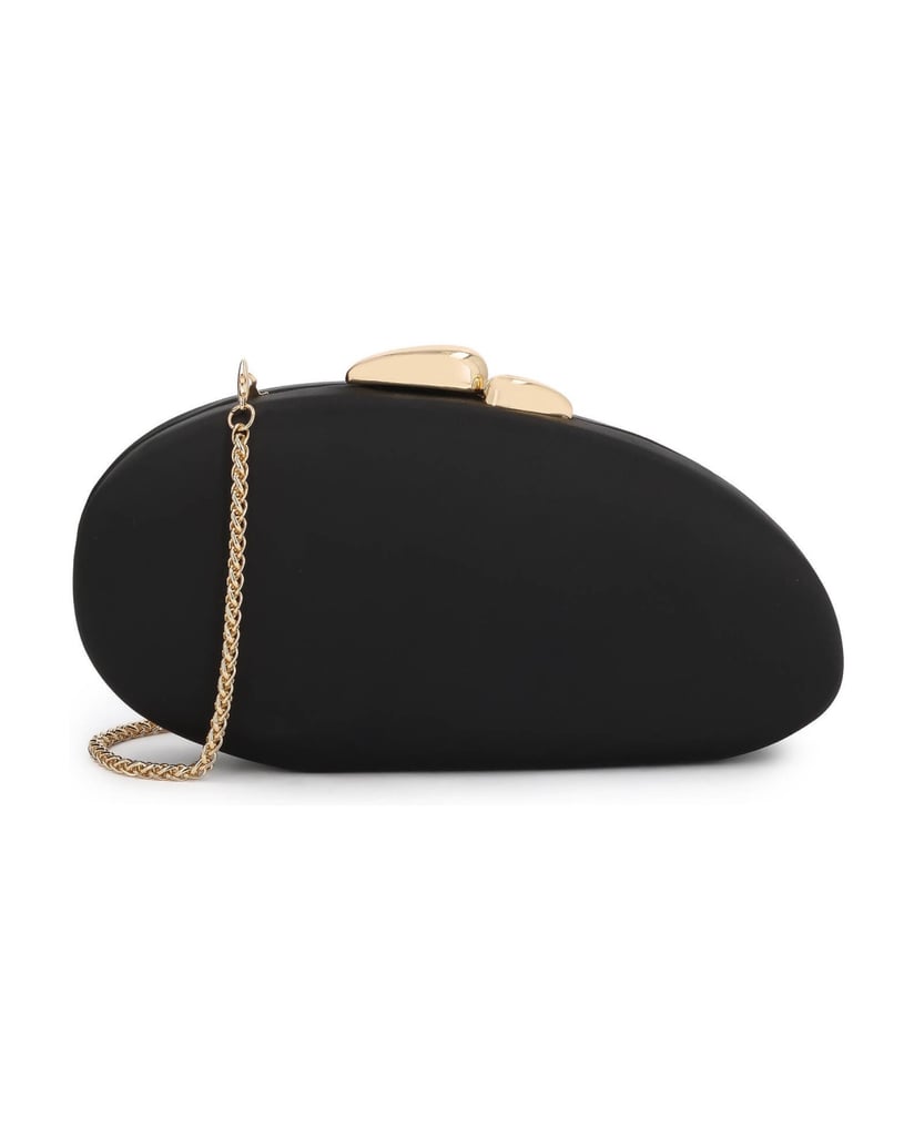 Kazar-Black-fabric-clutches-with-gold-chain-čierna