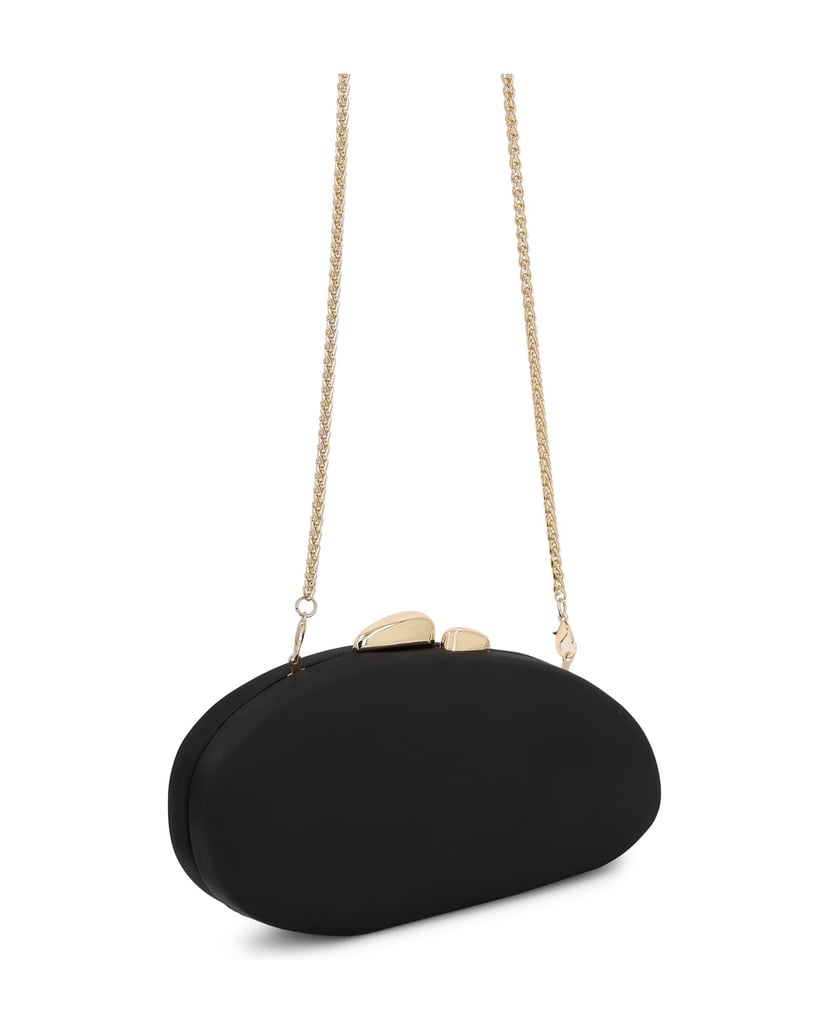 Kazar-Black-fabric-clutches-with-gold-chain-čierna