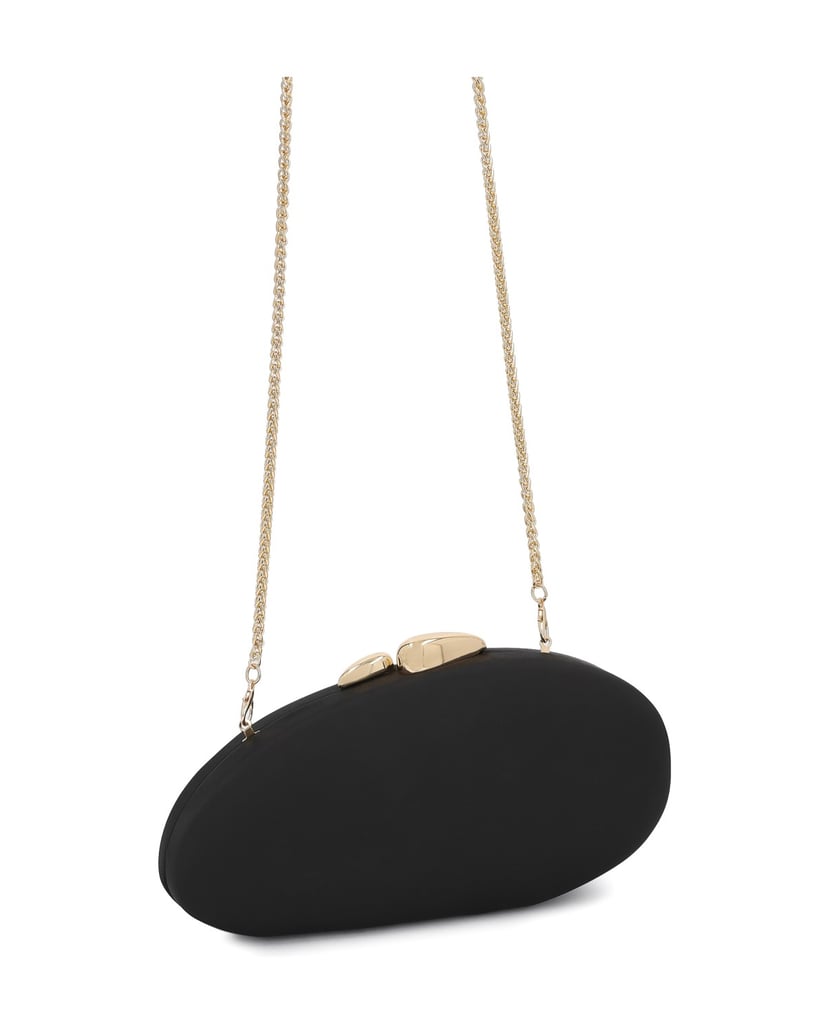 Kazar-Black-fabric-clutches-with-gold-chain-čierna
