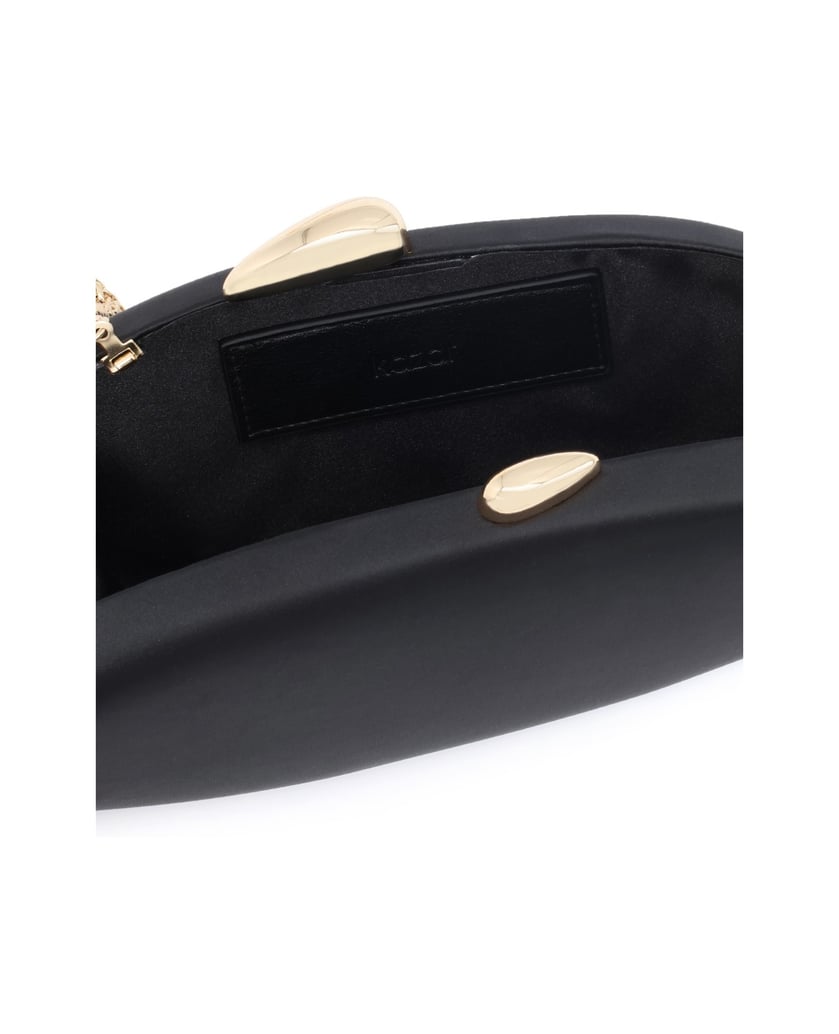 Kazar-Black-fabric-clutches-with-gold-chain-čierna