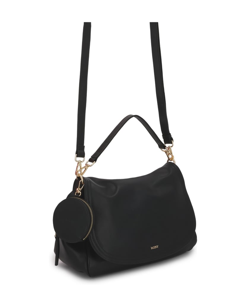 Kazar-Black-bag-with-a-large-flap-and-detachable-purse-čierna