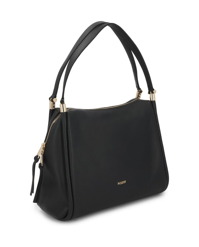 Kazar-Black-leather-shoulder-bags-on-the-arm-with-double-handles-čierna