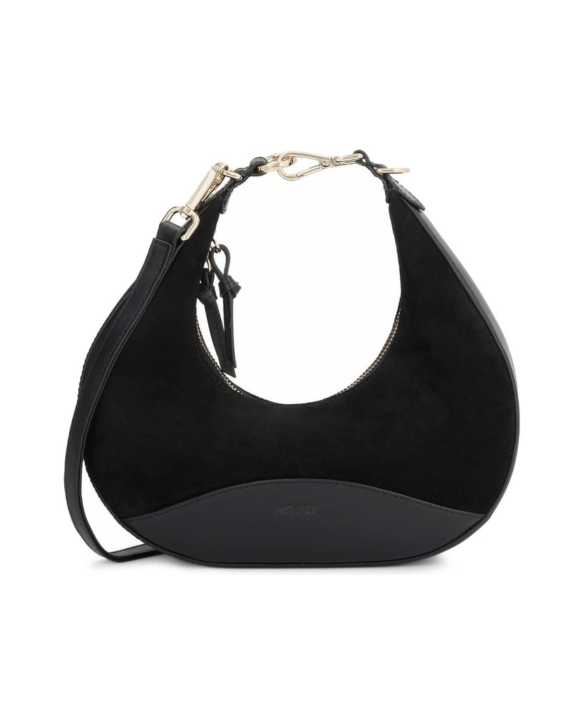 Kazar-Black-handbag-with-a-sculptural-form-in-suede-and-leather-čierna