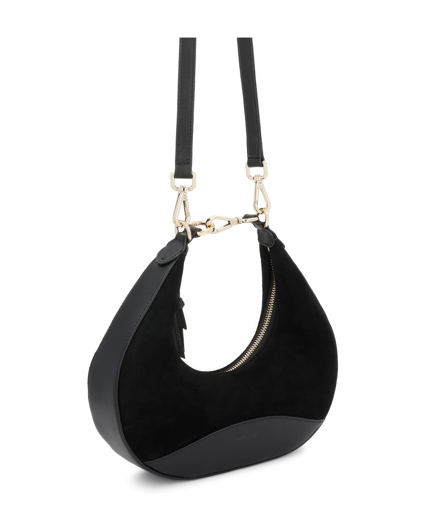 Kazar-Black-handbag-with-a-sculptural-form-in-suede-and-leather-čierna