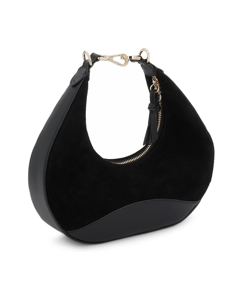 Kazar-Black-handbag-with-a-sculptural-form-in-suede-and-leather-čierna