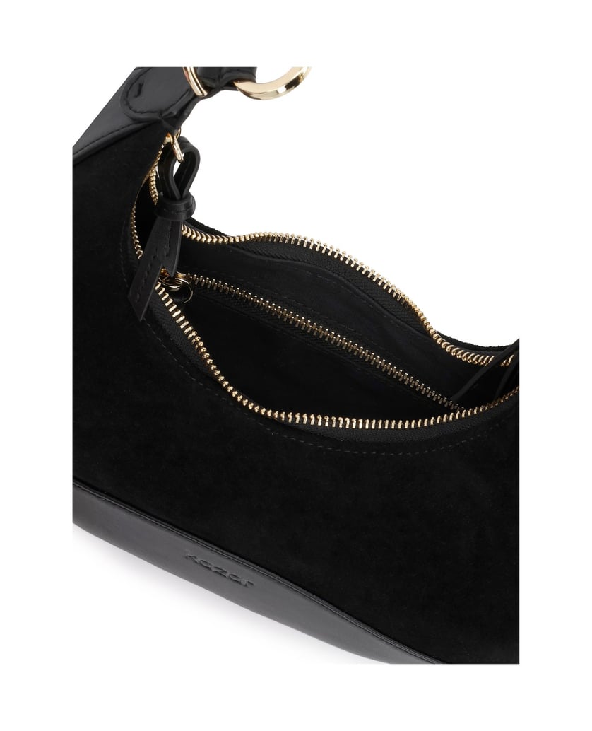 Kazar-Black-handbag-with-a-sculptural-form-in-suede-and-leather-čierna