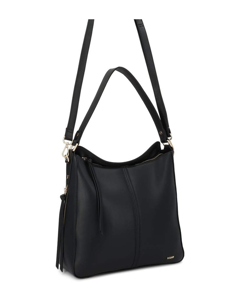 Kazar-Black-leather-shoulder-bags-with-zipper-pockets-čierna