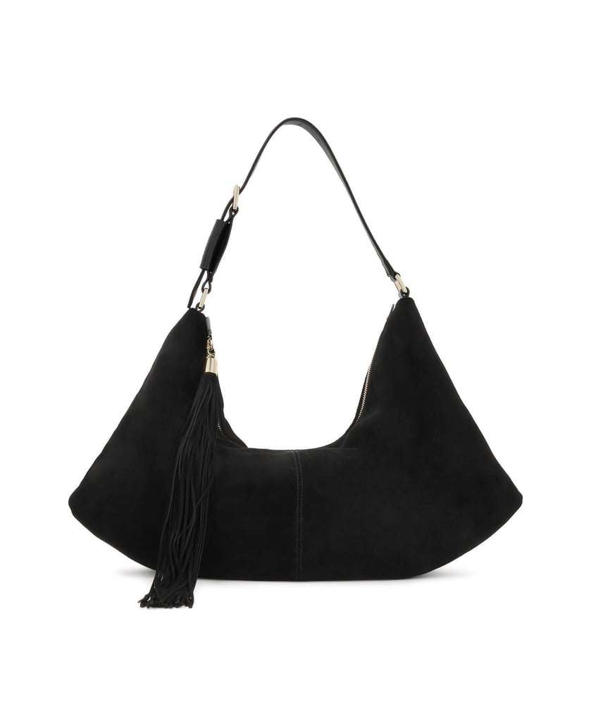 Kazar-Black-suede-bag-with-tassels-čierna