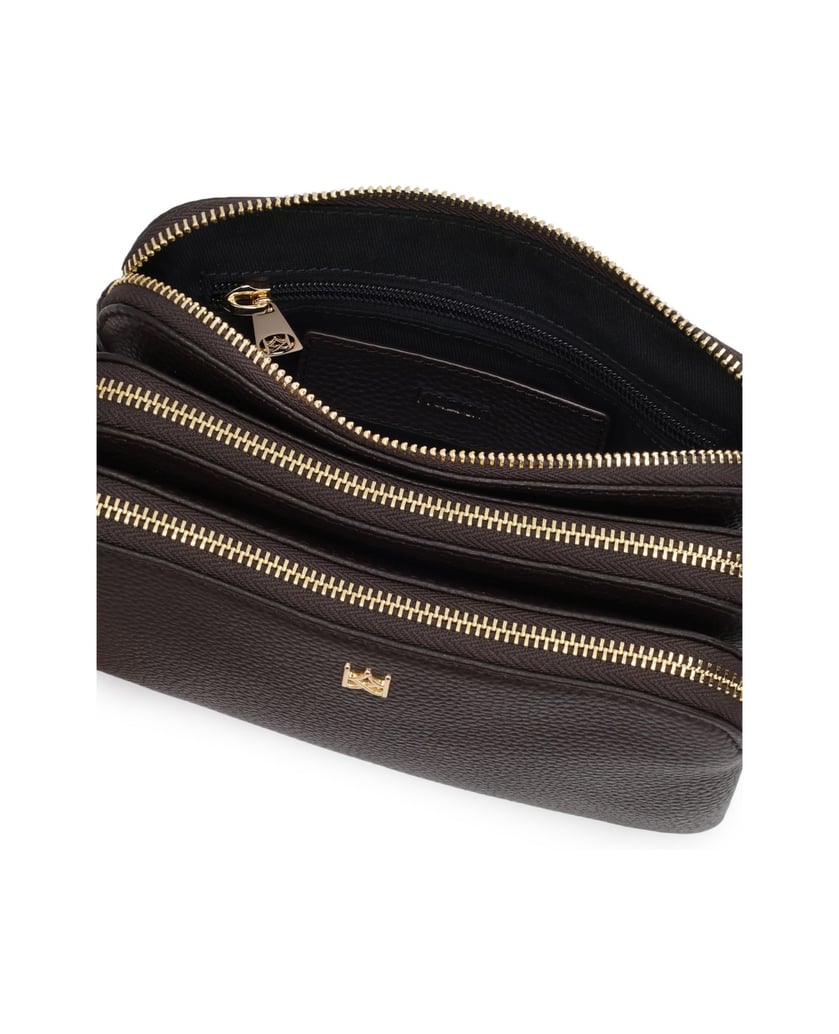 Kazar-Brown-leather-bag-with-three-compartments-with-zippers-tmavá-hnedá