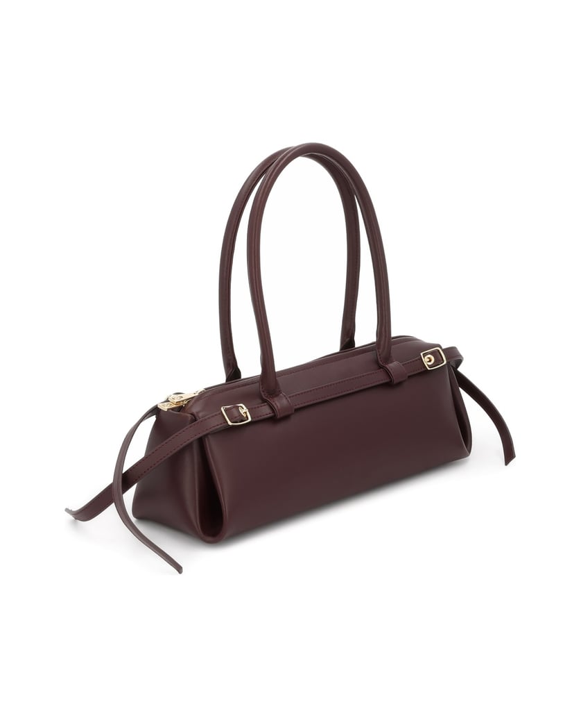 Kazar-Maroon-leather-baguette-bag-with-sunglasses-cases-červená