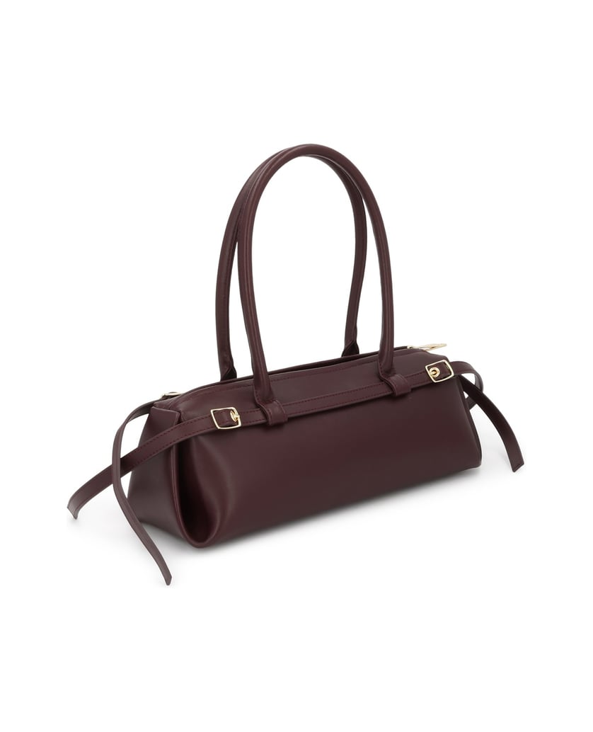 Kazar-Maroon-leather-baguette-bag-with-sunglasses-cases-červená