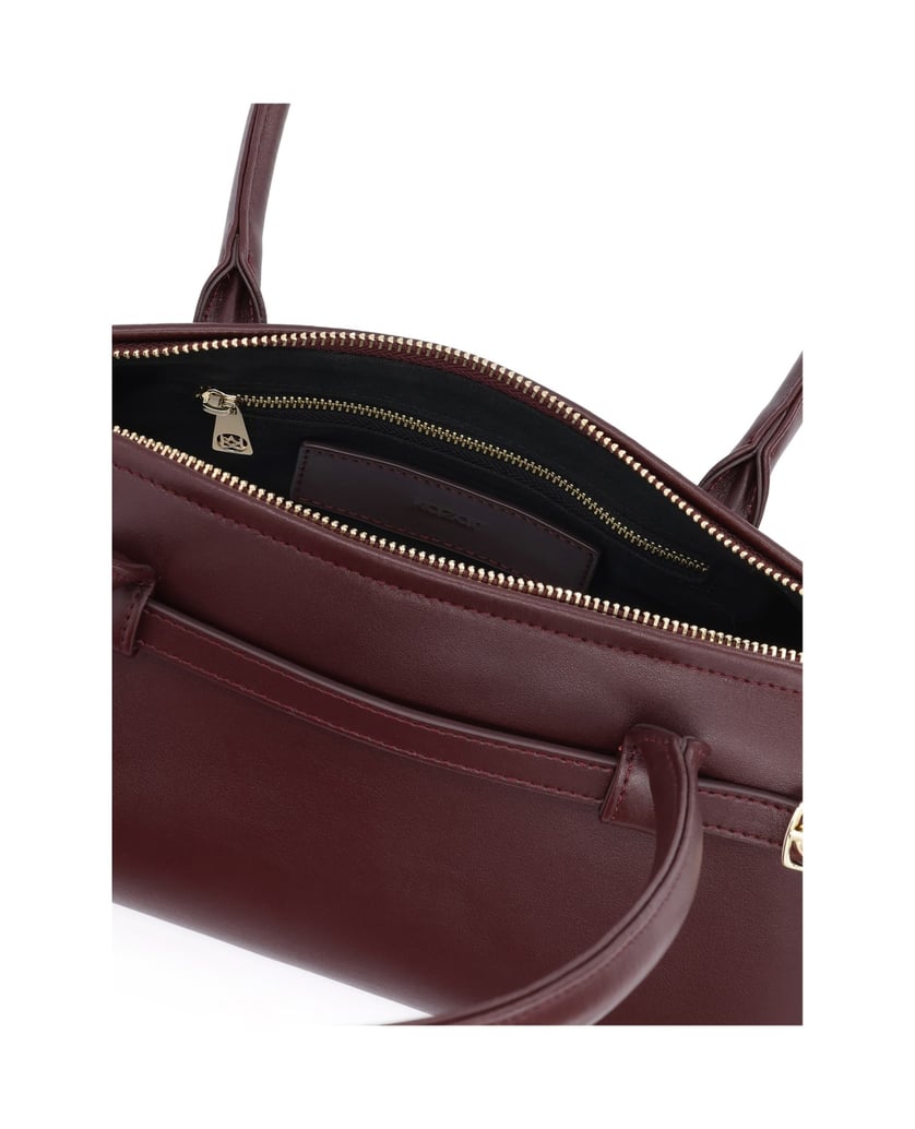Kazar-Maroon-leather-baguette-bag-with-sunglasses-cases-červená