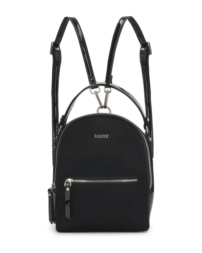 Kazar-Black-backpack-in-patent-leather-and-leather-with-natural-hair-finish-čierna