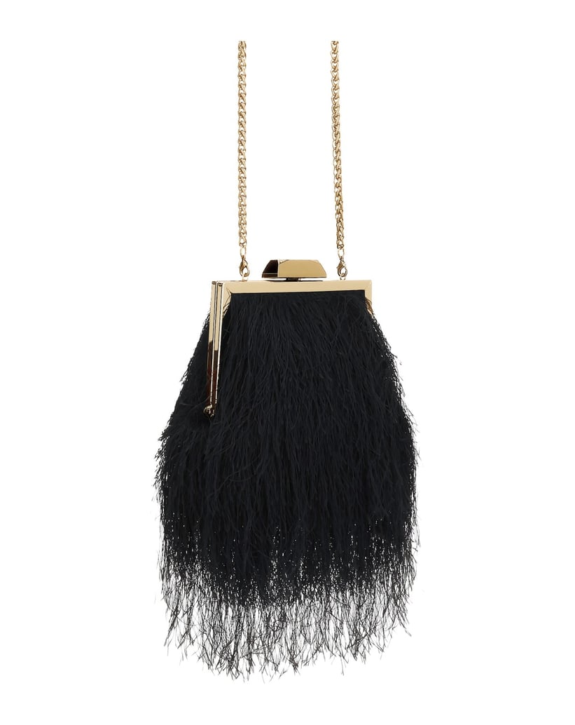 Kazar-Black-clutch-with-tassels-and-gold-frame-čierna