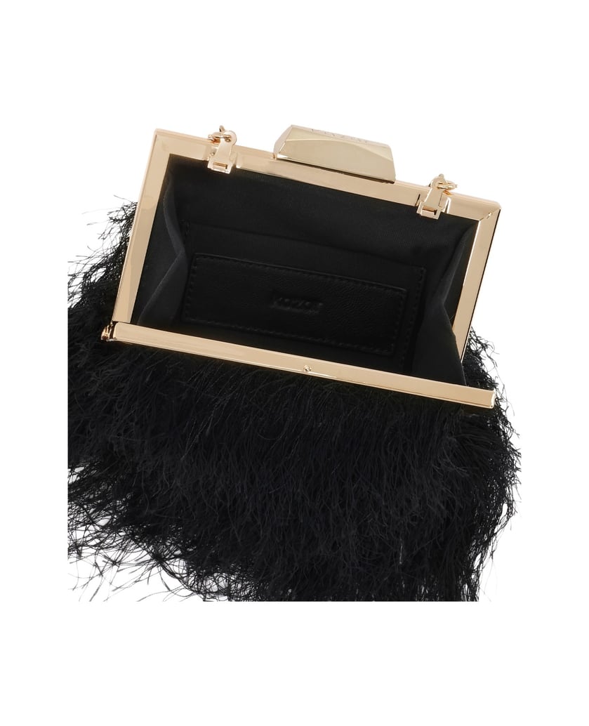 Kazar-Black-clutch-with-tassels-and-gold-frame-čierna
