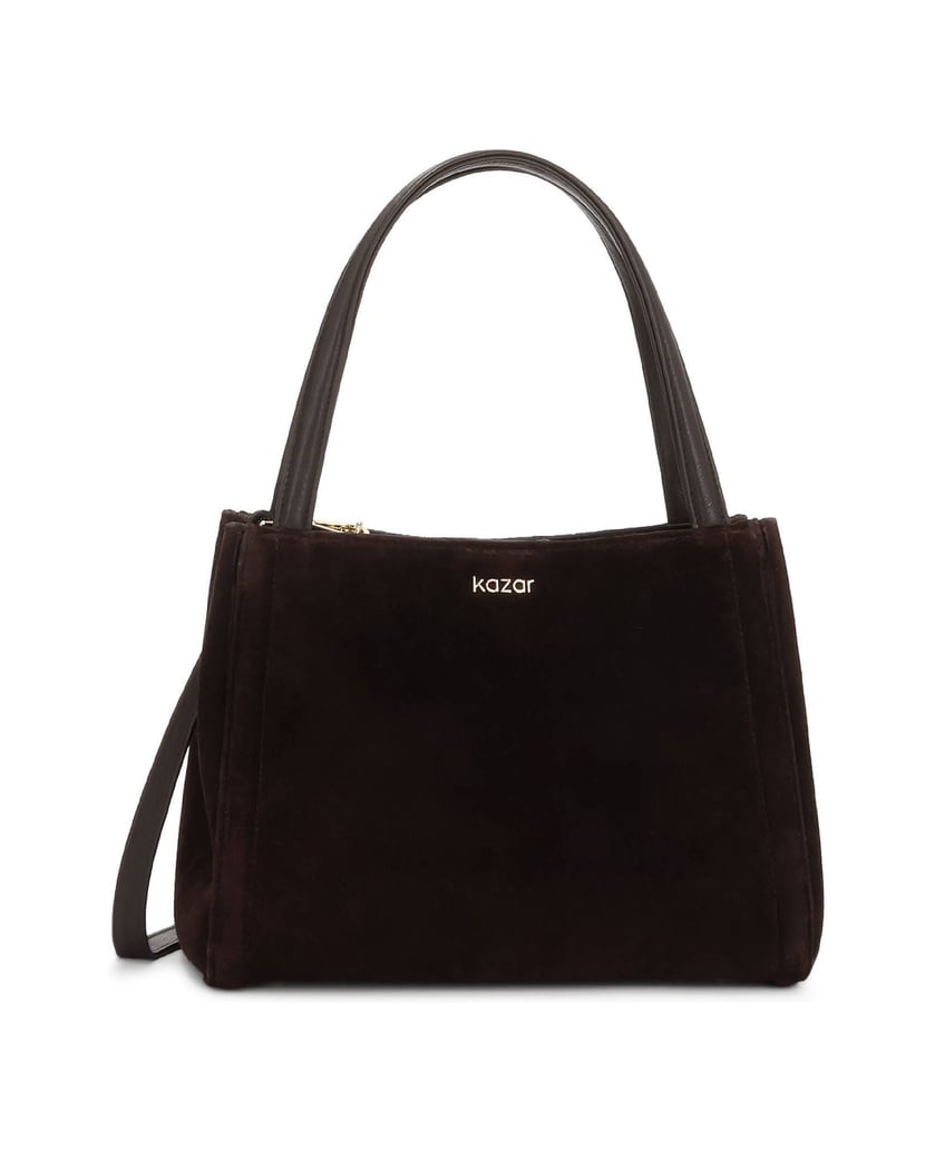 Kazar-Geometric-suede-bag-tmavě-hnědá