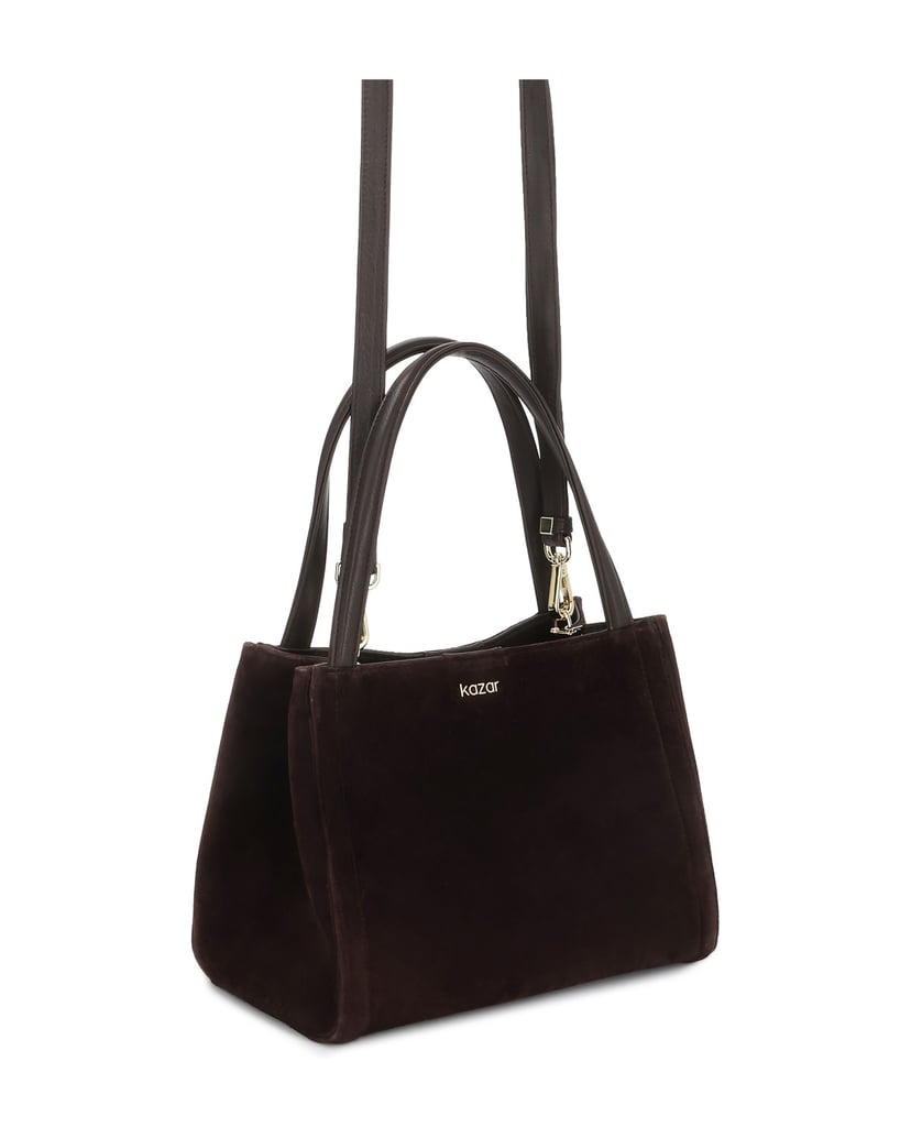 Kazar-Geometric-suede-bag-tmavě-hnědá