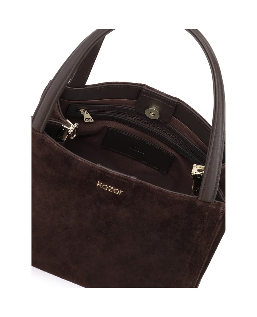 Kazar-Geometric-suede-bag-tmavě-hnědá