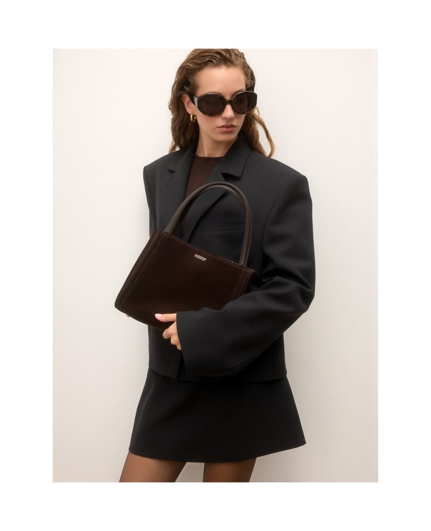 Kazar-Geometric-suede-bag-tmavě-hnědá