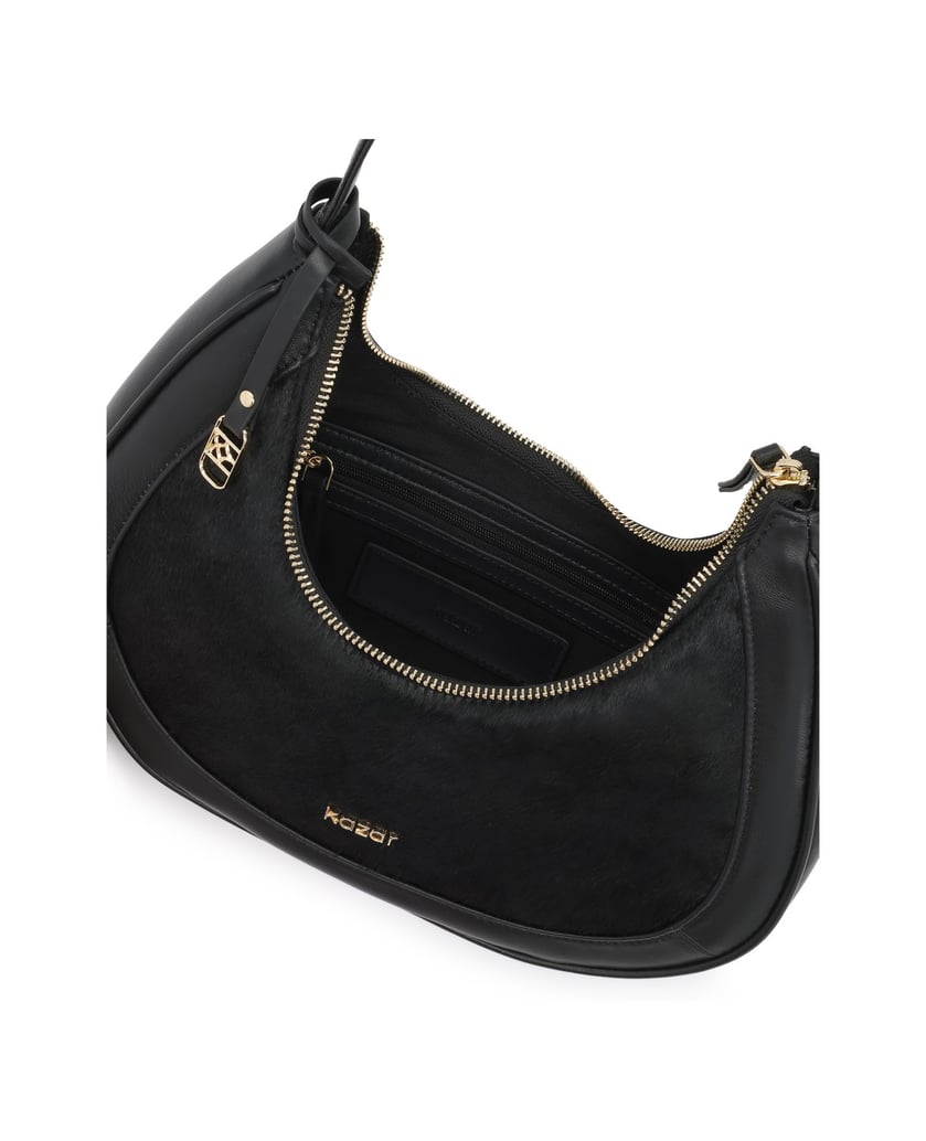 Kazar-Black-hair-on-leather-bag-with-smooth-leather-inserts-čierna
