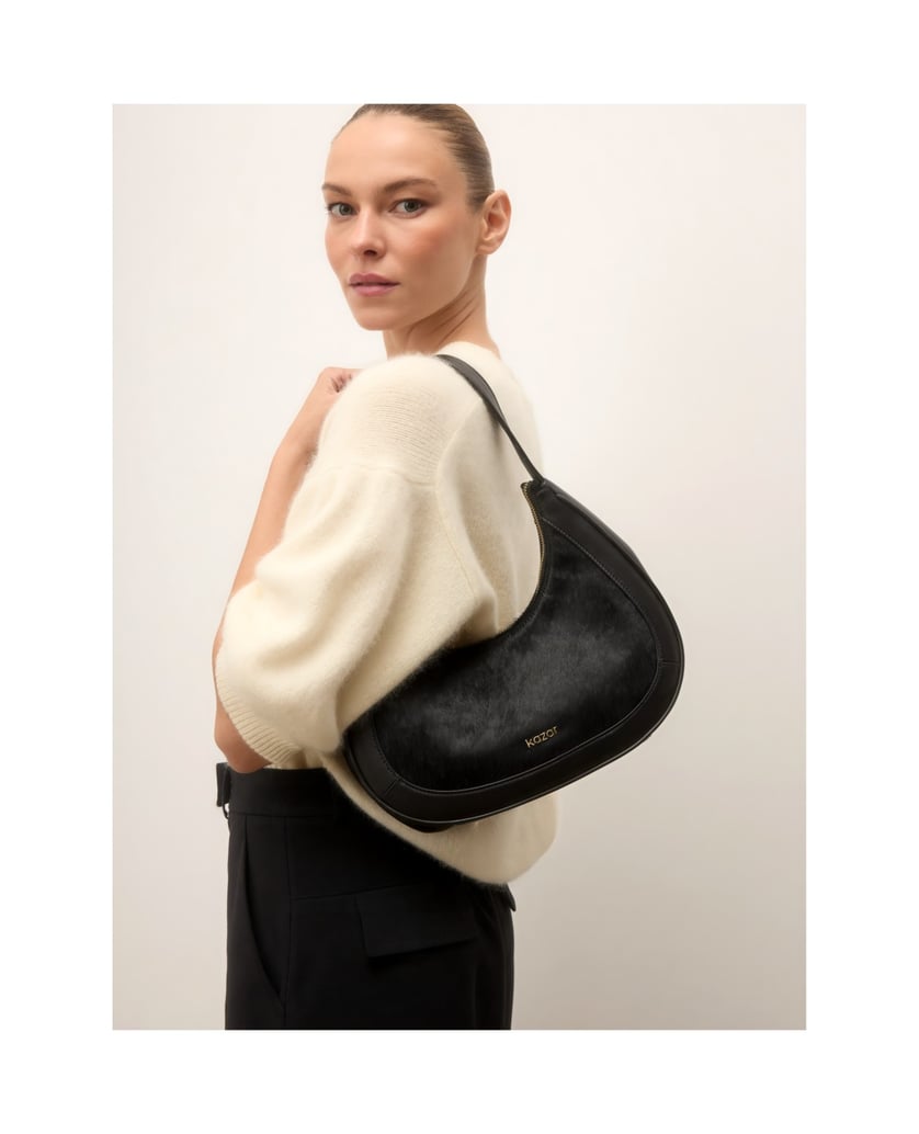 Kazar-Black-hair-on-leather-bag-with-smooth-leather-inserts-čierna