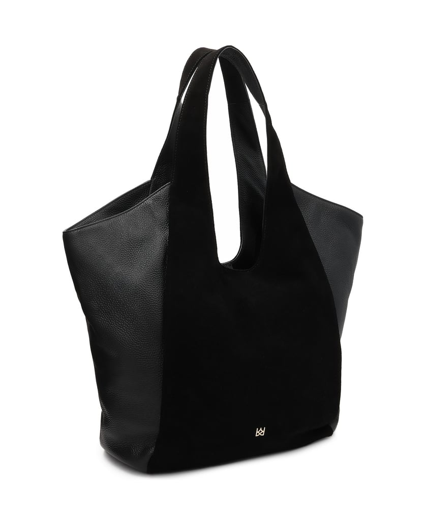 Kazar-Black-shopper-in-suede-and-pea-leather-černá