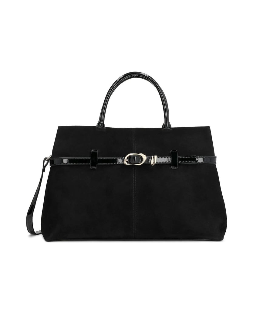 Kazar-Black-suede-bag-with-patent-details-čierna
