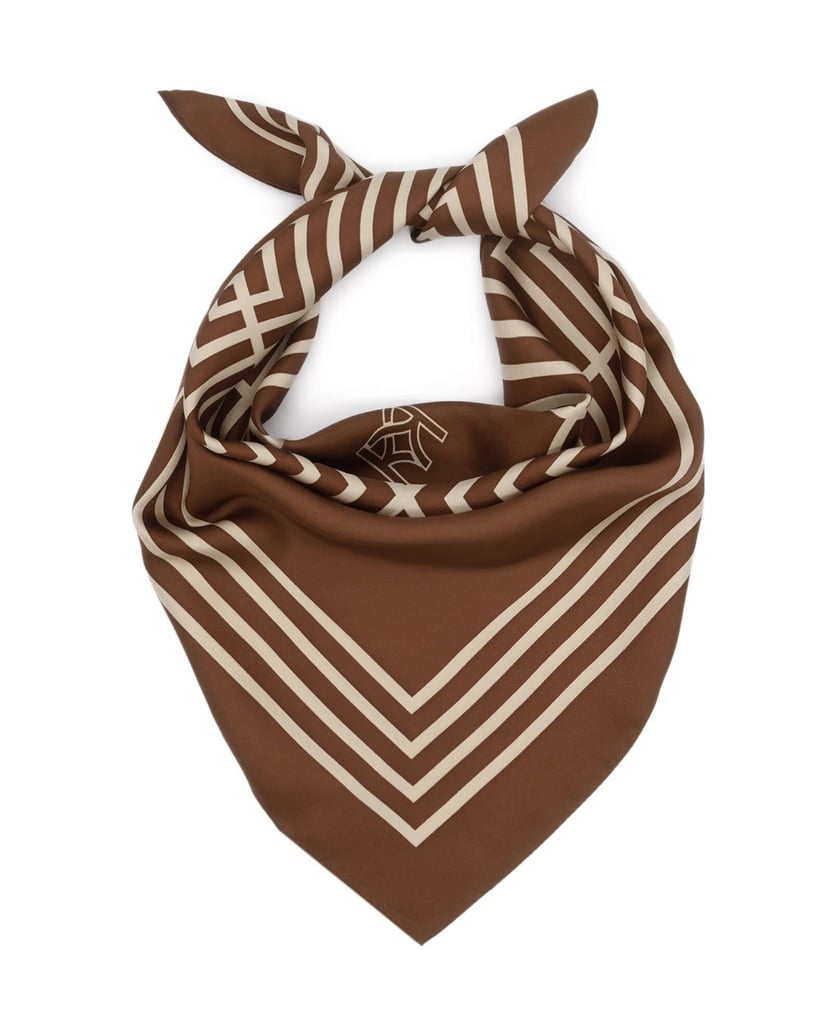 Kazar-Silk-scarves-in-shades-of-brown-with-a-monogrammed-design-hnědá