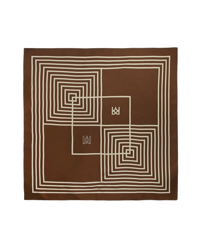 Kazar-Silk-scarves-in-shades-of-brown-with-a-monogrammed-design-hnědá
