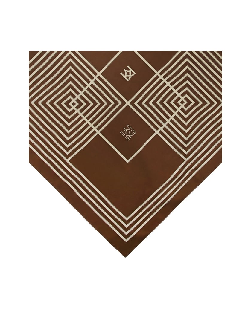 Kazar-Silk-scarves-in-shades-of-brown-with-a-monogrammed-design-hnědá