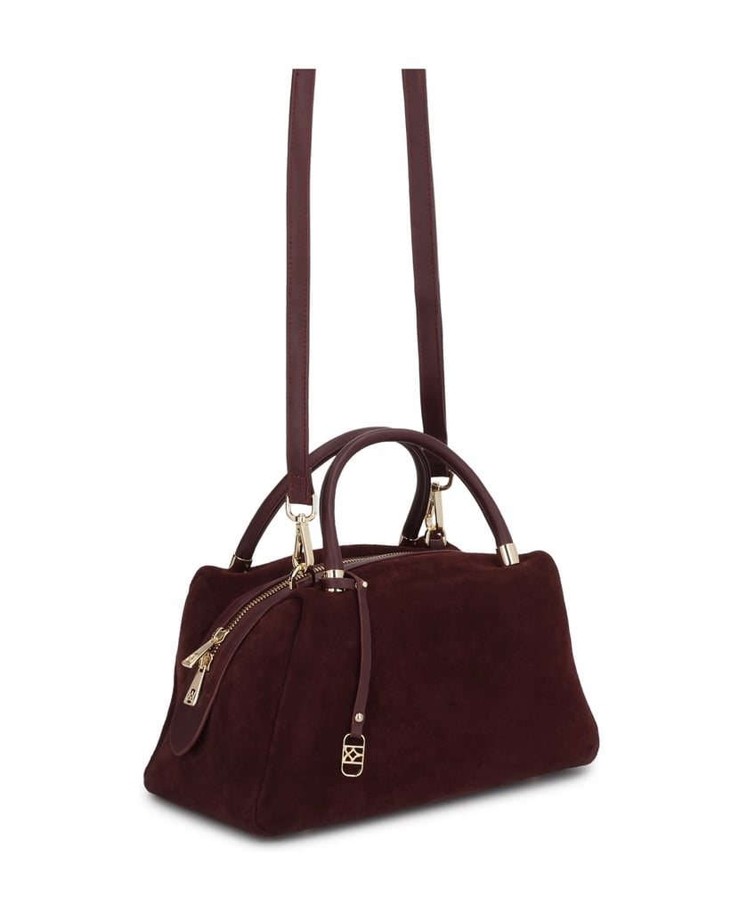 Kazar-Bordeauxfarbene-Tasche-aus-Wildleder-mit-Anhänger-rot