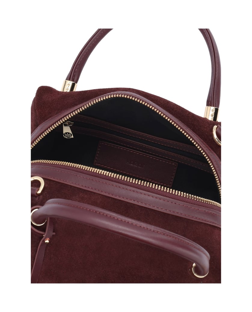 Kazar-Bordeauxfarbene-Tasche-aus-Wildleder-mit-Anhänger-rot