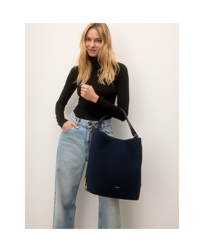 Kazar-Shopper-aus-dunkelblauem-Wildleder-mit-aufgesetzter-Unterarmtasche-dunkelblau