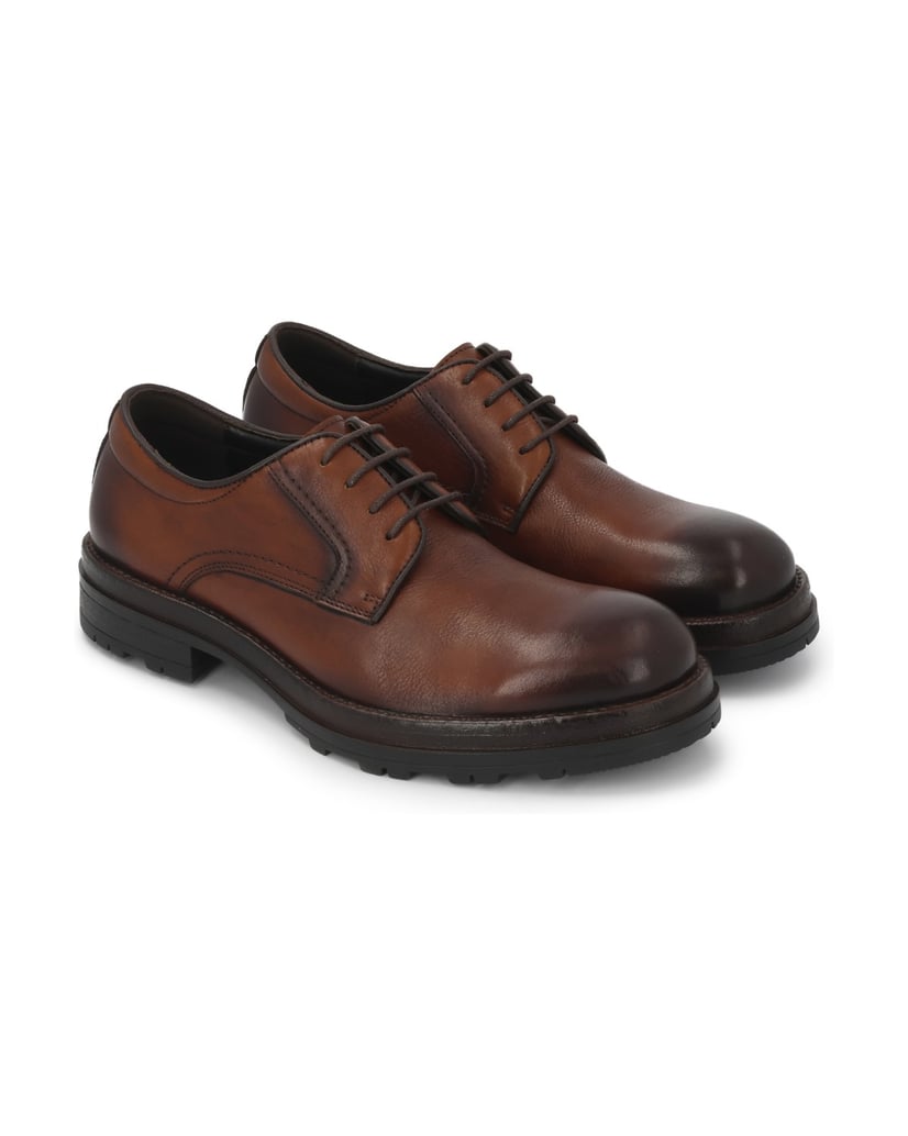 Kazar-Brown-leather-sole-derby-on-a-solid-sole-hnedá