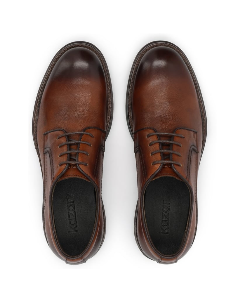 Kazar-Brown-leather-sole-derby-on-a-solid-sole-hnedá