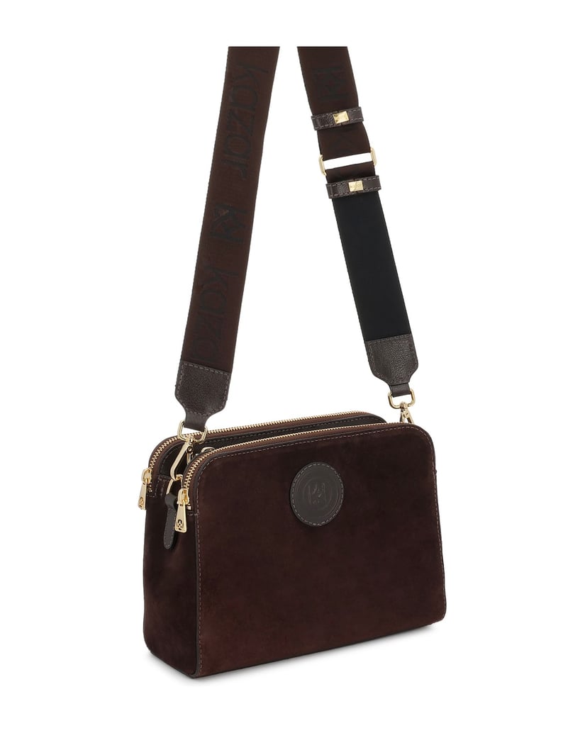 Kazar-Dark-brown-suede-bag-with-three-compartments-tmavá-hnedá