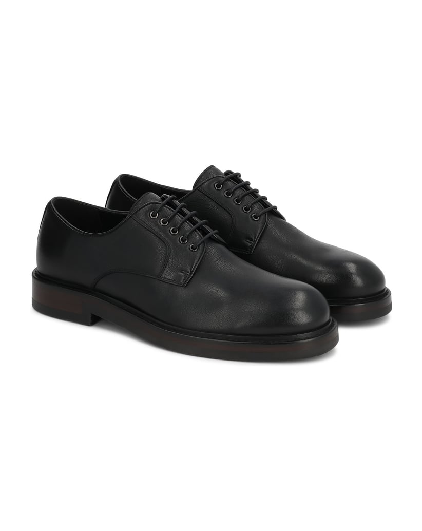 Kazar-Black-men's-derby-shoes-made-of-genuine-leather-černá