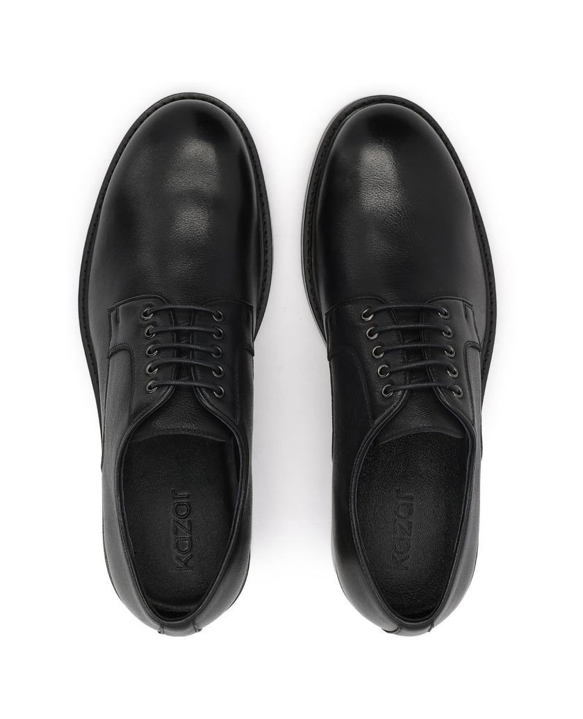 Kazar-Black-men's-derby-shoes-made-of-genuine-leather-černá