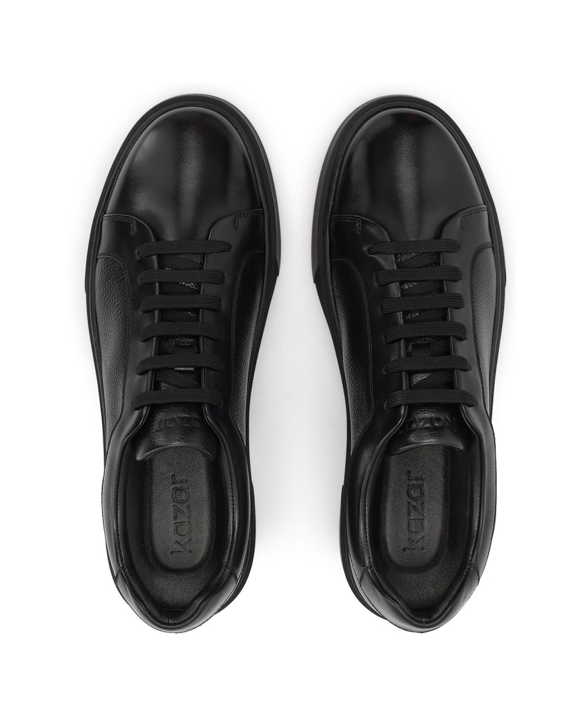 Kazar-Minimalist-sneakers-in-smooth-and-pea-grained-leather-černá