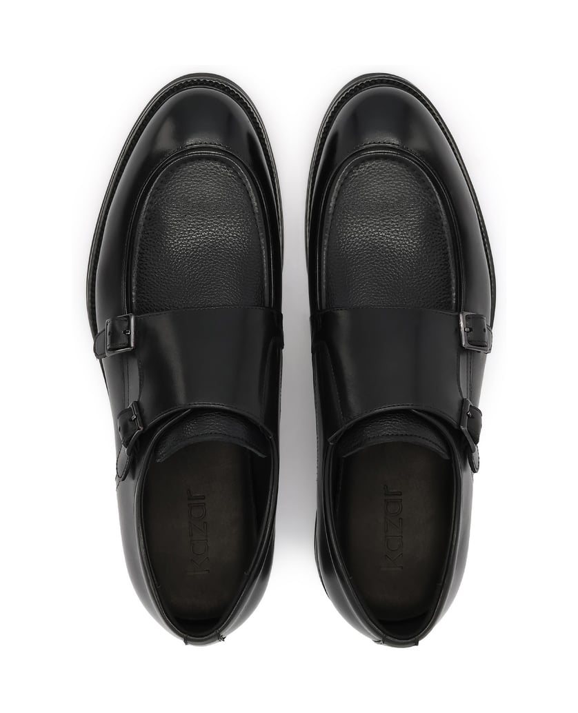 Kazar-Black-Genuine-leather-monk-shoes-černá