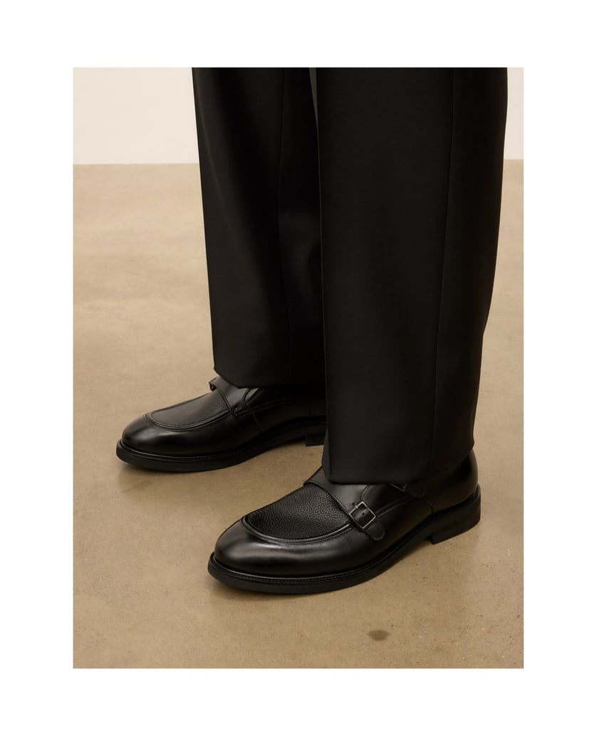 Kazar-Black-Genuine-leather-monk-shoes-černá