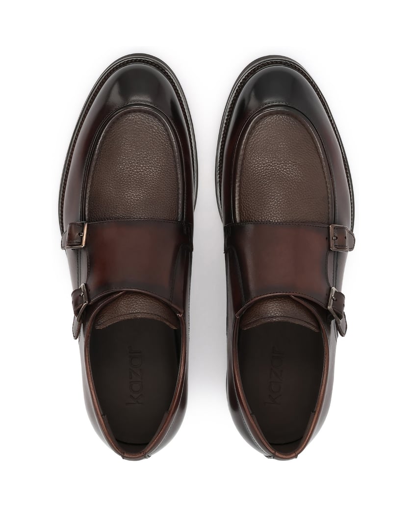 Kazar-Men's-monk-strap-shoes-hnedá