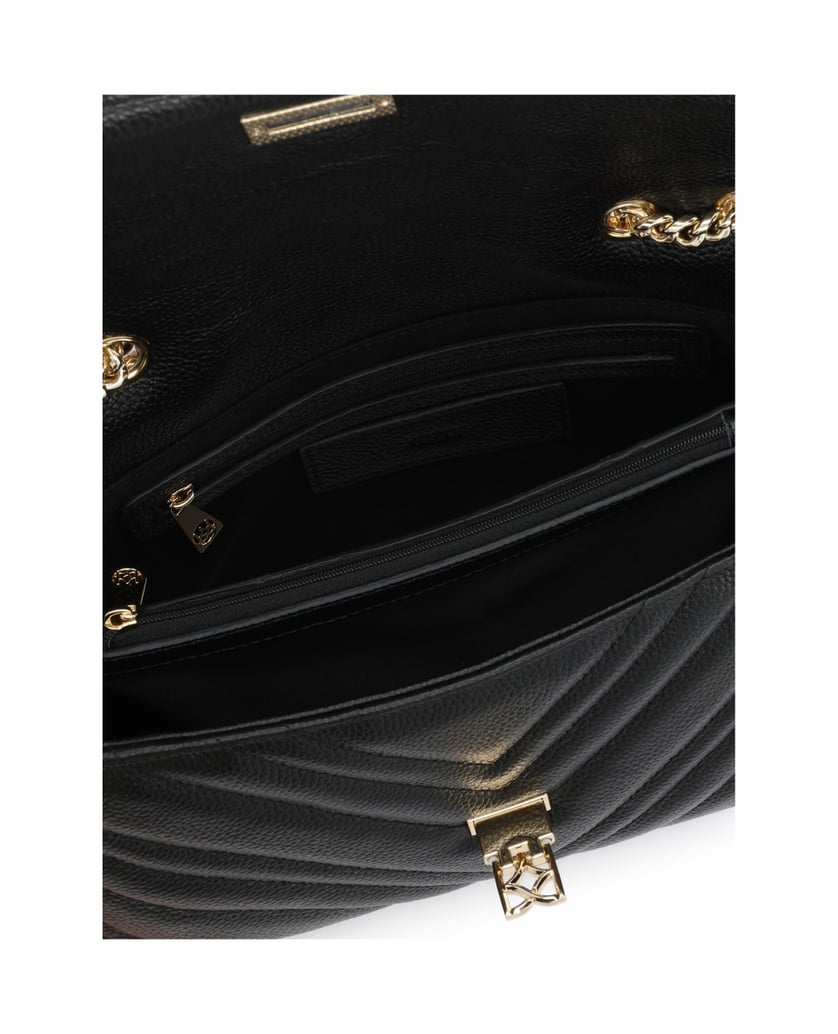 Kazar-Gesteppte-Briefträger-Tasche-aus-schwarzem-Naturleder-an-einer-Kette-schwarz